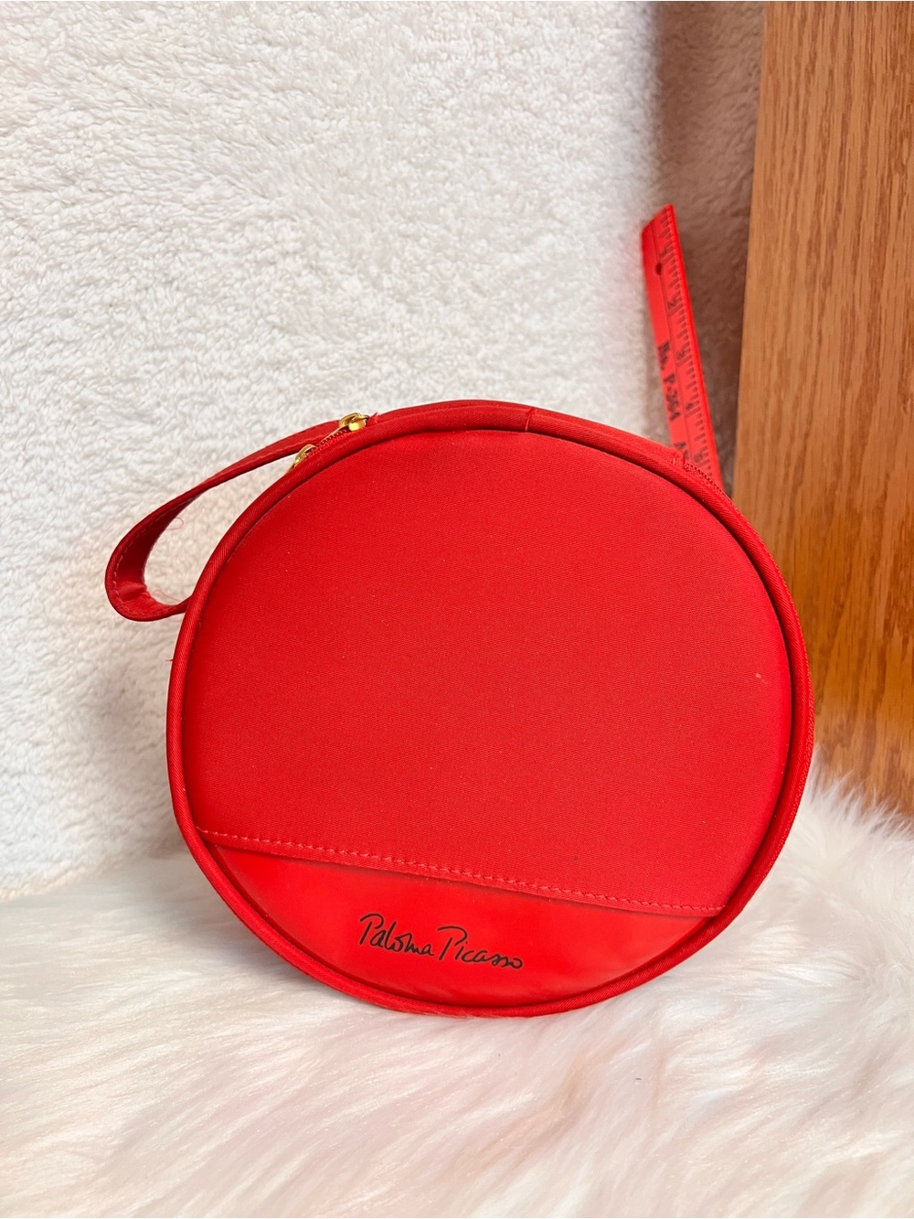 Paloma Picasso Vibrant Red Round Wristlet Clutch
